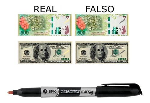 Marcadores Detector De Billetes Falsos Pesos Dolares Filgo