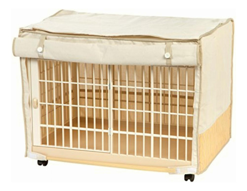 Iris Usa, Inc. Covered Plastic Animal Cage, Beige, Small