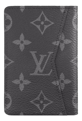 Carteira Louis Vuitton M61696 com design Monogram eclipse preto/cinza de couro - 10.922cm x 1.016cm x 7.112cm