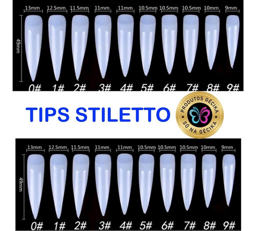 Imagem 1 de 2 de Tips Stilletonatural Estileto 100 Uni Gel Uv Oferta