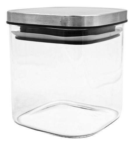 Frasco De Borosilicato Cuadrado Con Tapa De Acero Inox 650ml