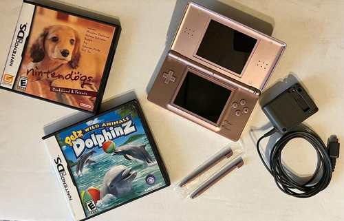 Nintendo Ds Lite Rosa Metálico Con Cargador + 2 Juegos