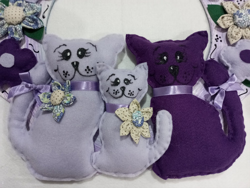 Guirlanda De Parede Gatinhos Lilás Lar Doce Lar