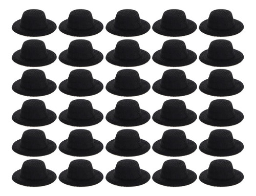 Ibasenice 30 Mini Sombrero Formal Muñeca Miniatura Negro