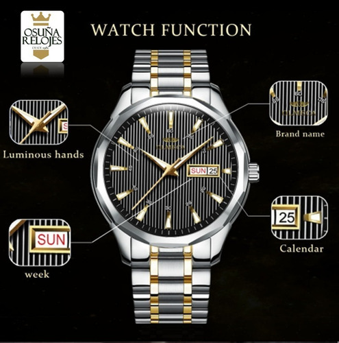 Relógio Masculino Luxo Original Dourado Prata Pronta Entrega