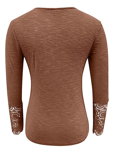 Tops De Manga Larga Estampados Holgados Con Cuello Redondo Y