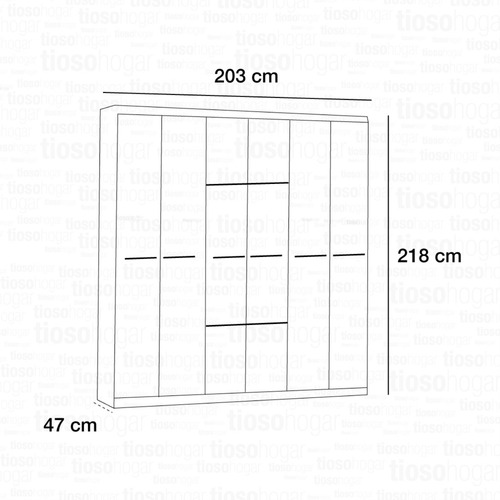 Imagen 4 de 10 de Placard Premium 2 Metros 6 Puertas Cajones Espejo Mode Envio