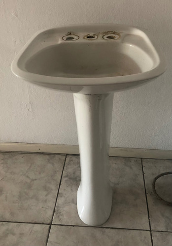 Bacha De Baño Genérica Con Pie Blanco Brillante (Usado)