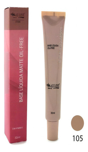 Base de maquiagem líquida Max Love Matte Oil-Free Liquida Matte Oil-Free Líquida tom 105  -  30mL 150g