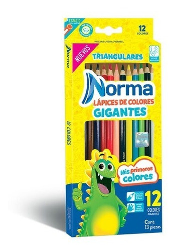 2 Pack Lápices De Colores Norma Gigantes 13 Pzs 12 Colores L