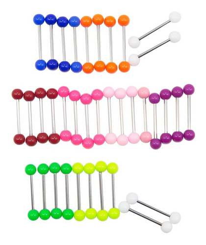 Piercing Barbells -uv Solido 1.6x18x6 Mix Colores 10 Unds