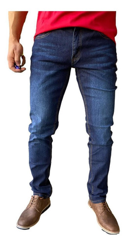 Imagen 2 de 6 de Pantalón Jeans Elasticado Hombre Skinny Semipitillo