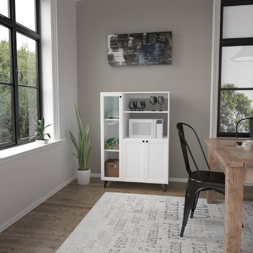 Aparador Mueble Organizador 3 Puertas 3 Estantes Regulables Color Blanco