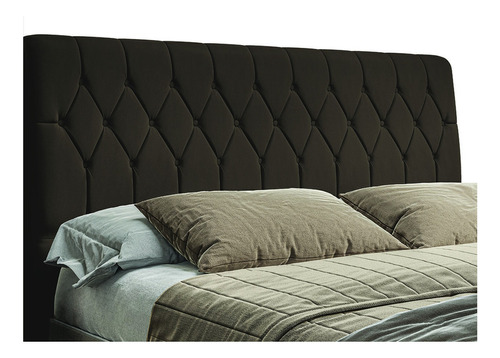 Cabeceira Para Cama Box King Istambul Dobuê 1.95m Com Capitonê Suede Chocolate