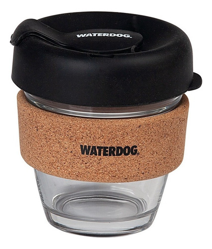 Vaso Café Expresso Vidrio Resistente 230ml Tapa Silicona Color Negro Liso