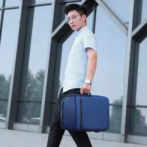 Mochila Grande Unisex Con Compartimento Para Laptop Color Azul Diseño De La Tela Lisa