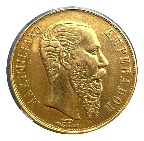 Moneda Original De Oro 20 Pesos Maximiliano 1866 Escasa