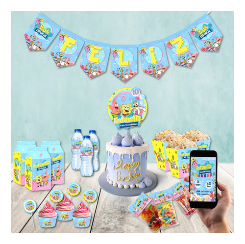 Kit Imprimible De Bob Esponja Para Niña Totalmente Editable