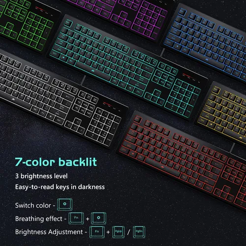 Powzan Teclado Silencioso Para Juegos, Teclado Silencioso De