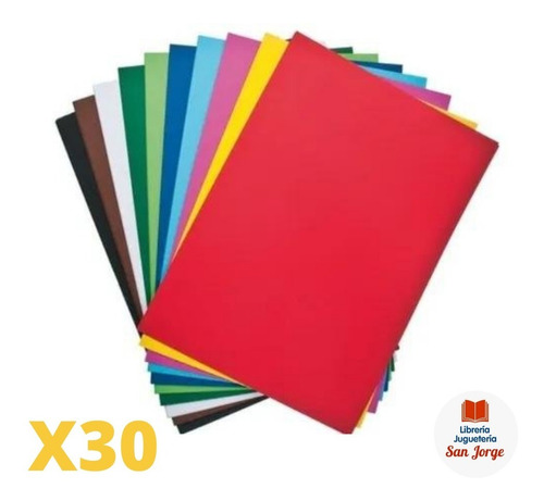 Cartulina Escolar 45 X 63 Pack Por 30 Un. Colores Surtidos