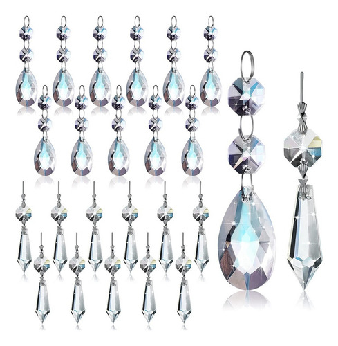 Juego De 24 Colgantes Con Prismas De Cristal For Candelabro