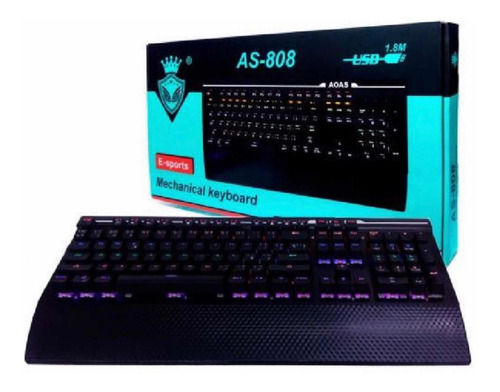Teclado As-808 Con Letra Ñ Gamer Mecánico Retroiluminado