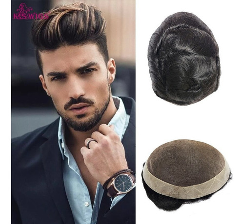 K.s Wigs Men Toupee Duradero Mono Base Capilar Para Hombre