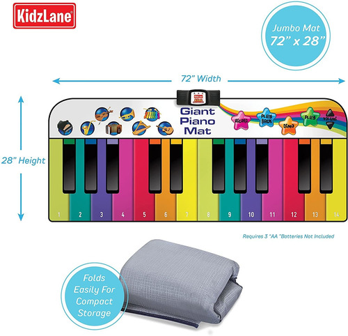 Tapete juego teclado musical 6 pies jumbo para niños pequeños y niños 