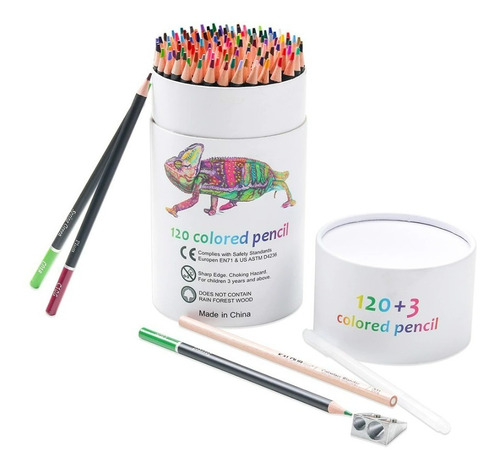 Set 120 Lapices Color Profesional Dibujo Caja Cilindrico