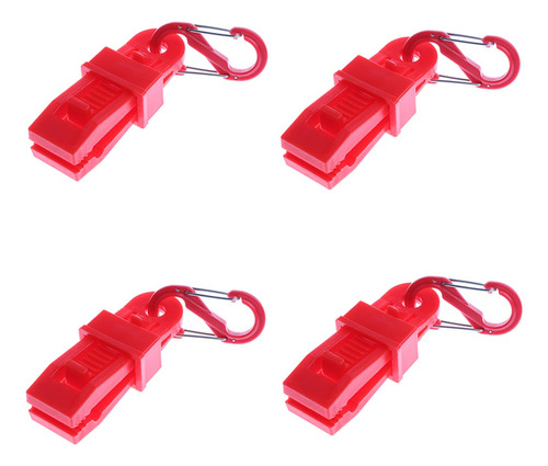 Clips Con Mosquetón Gancho Pinza Plástico Rojo (paquete De