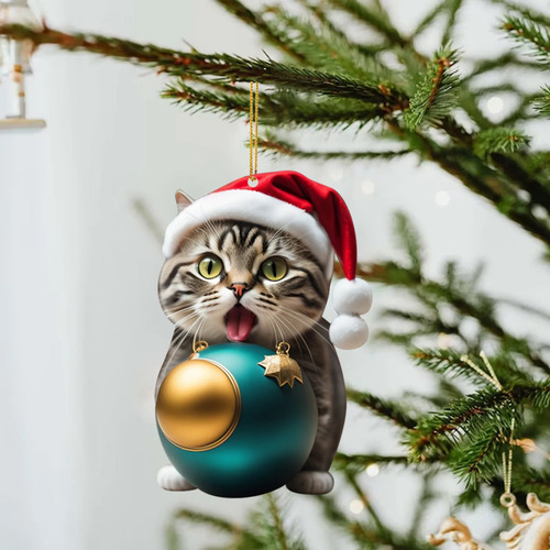 10 Pcs De Colgante De Árbol De Navidad Para Gatos