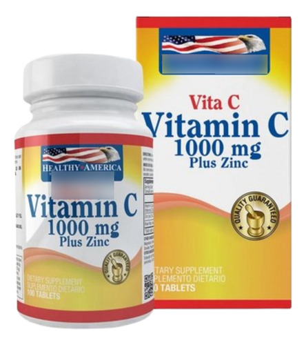 Vitamin C 1000 Mg Plus Zinc 100 Tabletas Healthy America
