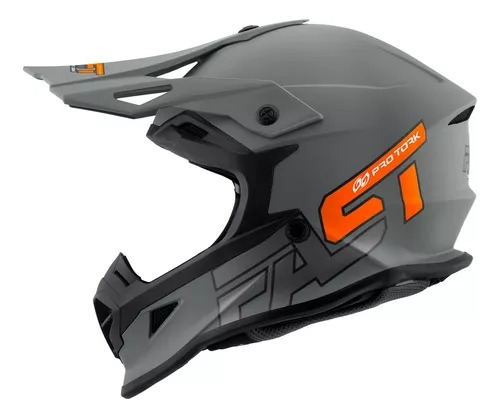 Capacete Motocross Fast 788 Cinza/laranja Fosco Pro Tork 