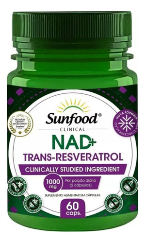 Nad + Trans Resveratrol 1000mg (60 Caps) Sunfood 