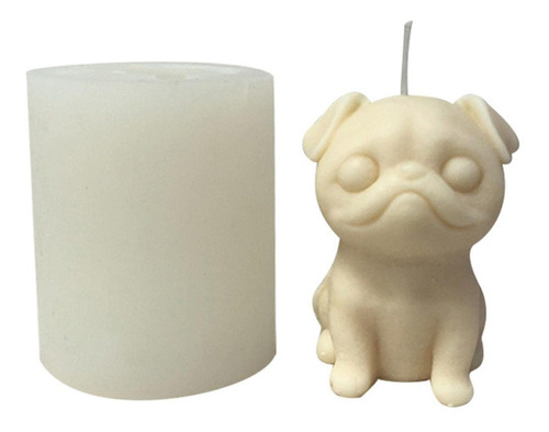 Lindo Mold Silicona 3d Para Perro Molde Vela Forma Pug