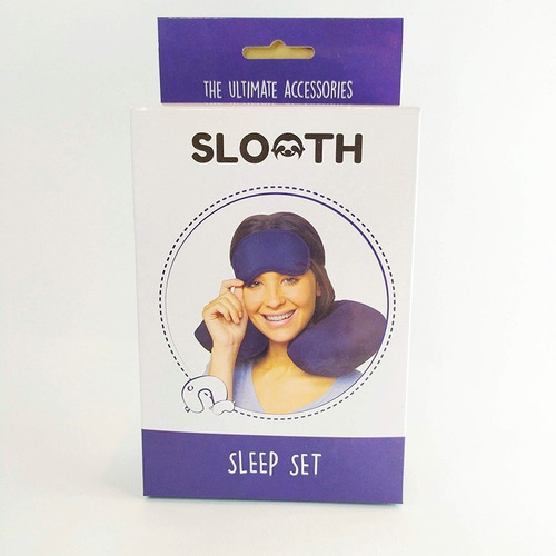 Kit Almofada De Pescoço Inflável + Máscara De Dormir -slooth