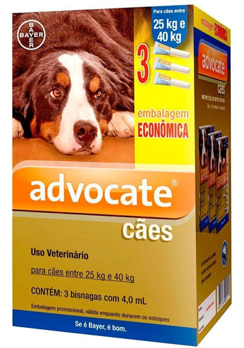 Pipeta antiparasitário para pulga Elanco Advocate para cão de 25kg a 40kg