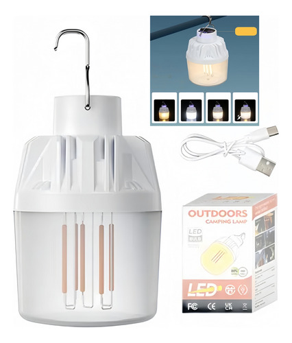 Lámpara Led Solar Portátil Blanca: Recargable Para Jardín