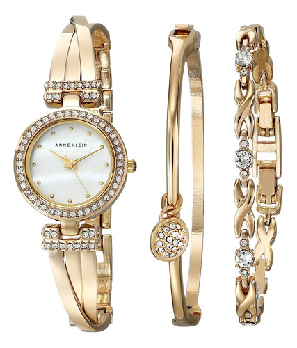 Reloj Anne Klein Con Brazalete Premium Con Detalles De Crist