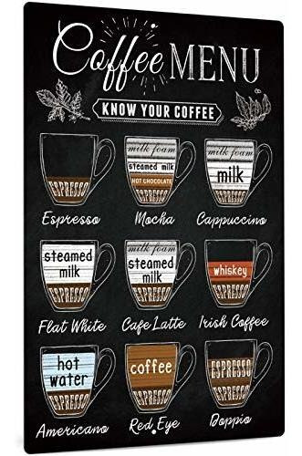Señales - Putuo Decor Coffee Bar Sign, Vintage Coffee Menu W