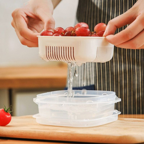 Recipiente De Frutas Bento Box De Drenagem, Caixa De Aliment