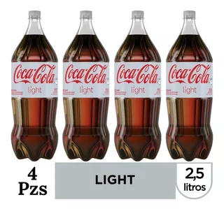Refresco Coca Cola Light De 2.5 Lt, Paquete Con 4 Botellas