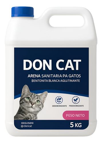 Piedras Doncat Bentonita Blanca 20kg - Arena Para Gatos