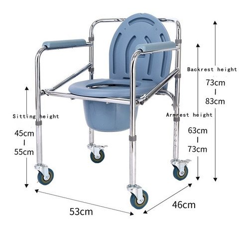 Imagen 3 de 5 de Sobre Water Elevador Inodoro Con Ruedas Silla De Ducha Metal