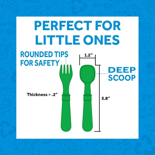 Re-play Made In Usa 8pk Toddler Feeding Spoon And Fork Set|