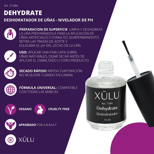 Deshidratador De Uñas Dehydrate Xúlu X 14ml Z1584