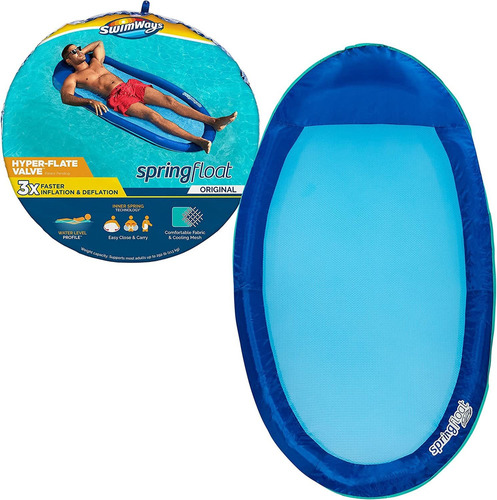 Silla De Piscina Swimways Con Almohada Integrada, Color Azul