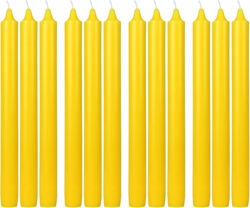 Velas Cónicas De 12 Piezas, 10 Pulgadas, Color Amarillo Rect