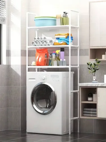 Mueble Organizador Lavadora Estante Baño Logia 3 Niveles Color Blanco