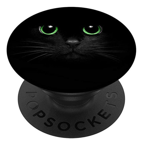 Bonito Gato Negro Con Ojos Verdes Popsockets Popgrip: Empuñ